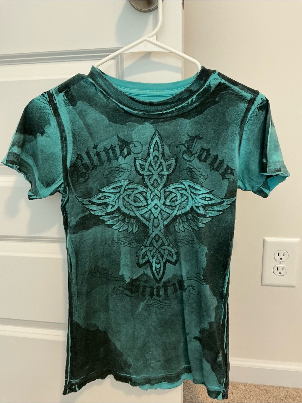 Sinful Teal and Black Tie-Dye Graphic Tee